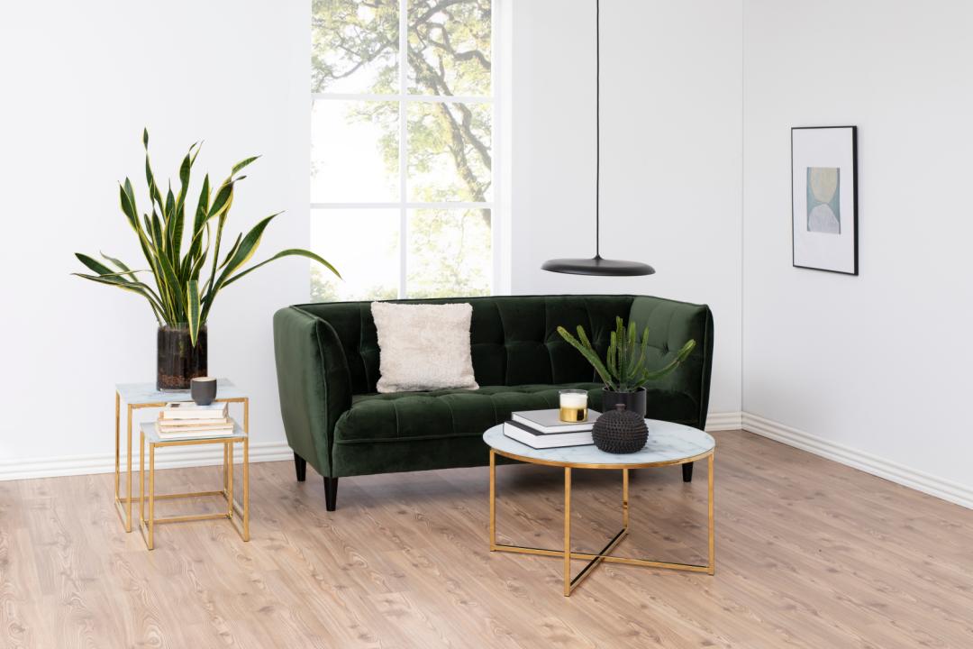 Bijzettafels Alisma 8211 Goudkleurig Chroom 8211 Helder Wit Marmer