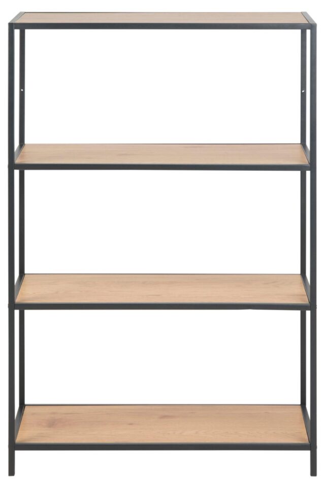 Boekenkast Seaford 8211 Zwart Mat Metaal 8211 Wild Eiken Planken