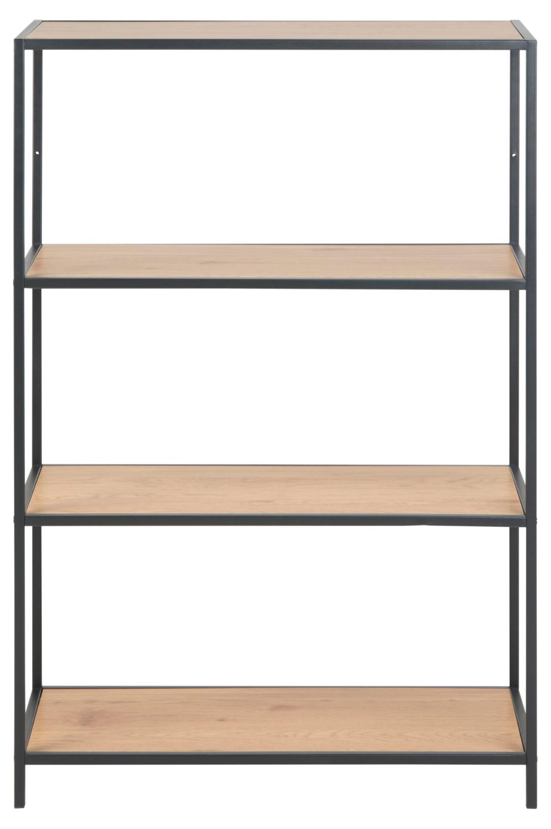 Boekenkast Seaford 8211 Zwart Mat Metaal 8211 Wild Eiken Planken
