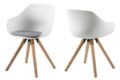Eetkamerstoel Tina - Wit - Zitting Malmo lichtgrijs - Poten rubberwood (minimale bestelling 2 stuks)