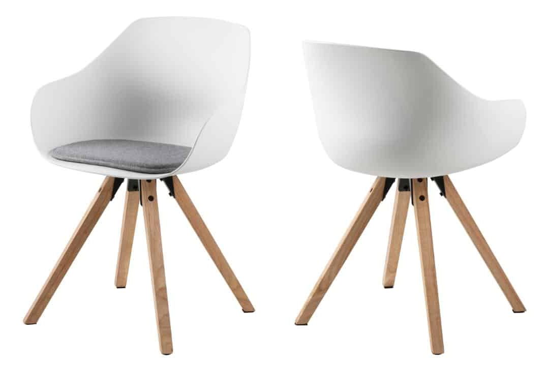 Eetkamerstoel Tina 8211 Wit 8211 Zitting Malmo Lichtgrijs 8211 Poten Rubberwood Minimale Bestelling 2 Stuks