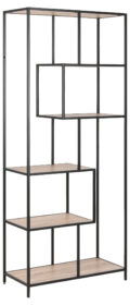 Boekenkast Seaford - Zwart mat staal - Eiken melamine planken