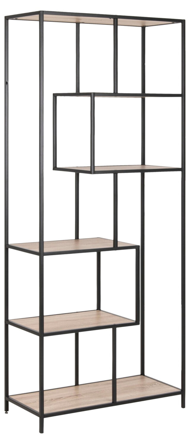 Boekenkast Seaford 8211 Zwart Mat Staal 8211 Eiken Melamine Planken