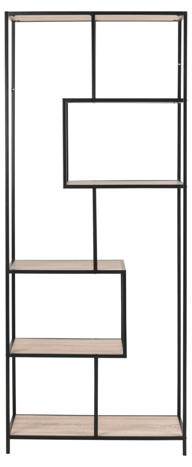 Boekenkast Seaford 8211 Zwart Mat Staal 8211 Eiken Melamine Planken