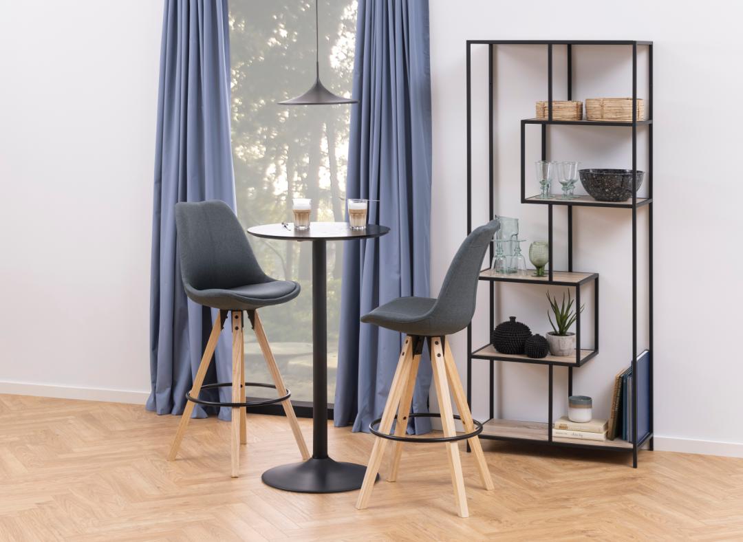 Boekenkast Seaford 8211 Zwart Mat Staal 8211 Eiken Melamine Planken