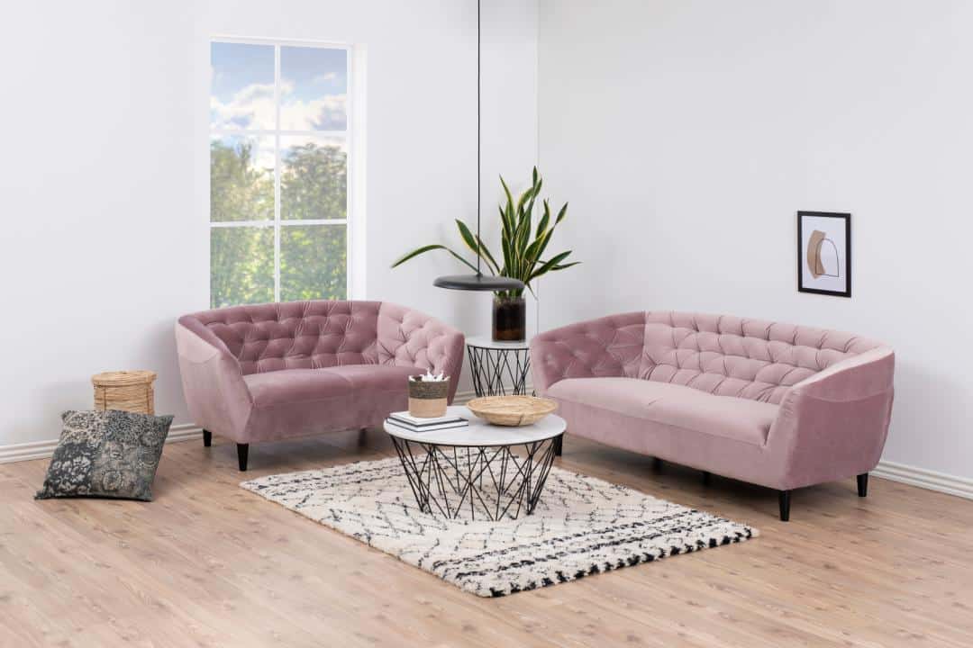 3 Zitsbank Ria 8211 Stof Roze Fluweel