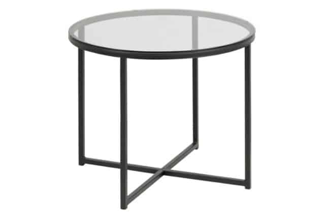 Bijzettafel Kruis 8211 Gerookt Glas Zwart Metaal