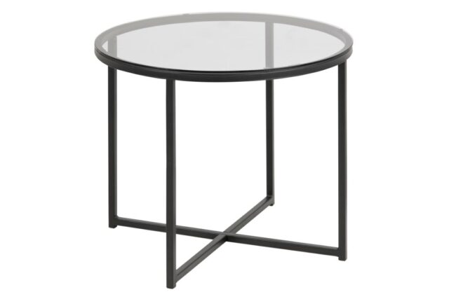 Bijzettafel Kruis 8211 Gerookt Glas Zwart Metaal