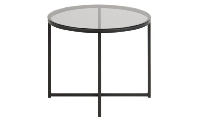 Bijzettafel Kruis 8211 Gerookt Glas Zwart Metaal