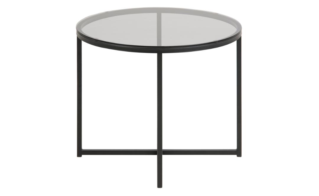 Bijzettafel Kruis 8211 Gerookt Glas Zwart Metaal