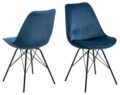 Eetkamerstoel Eris - Stof Vic marineblauw - Zwart metaal (minimale bestelling 2 stuks)