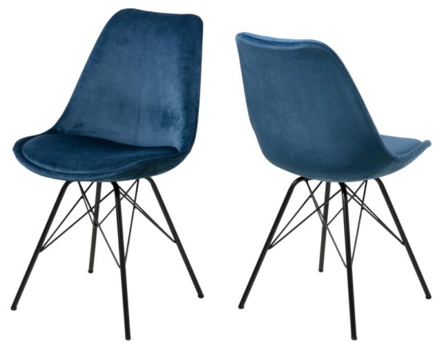 Eetkamerstoel Eris 8211 Stof Vic Marineblauw 8211 Zwart Metaal Minimale Bestelling 2 Stuks