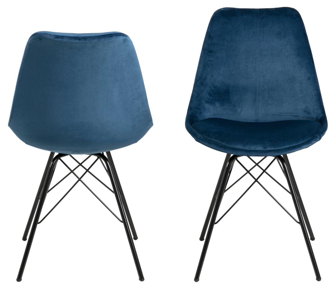 Eetkamerstoel Eris 8211 Stof Vic Marineblauw 8211 Zwart Metaal Minimale Bestelling 2 Stuks