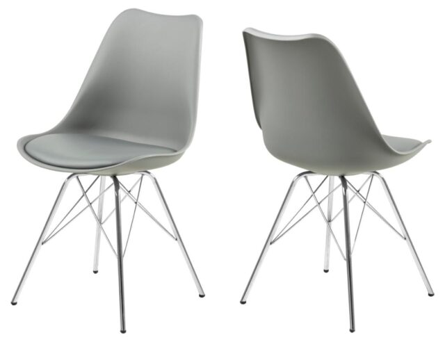 Eetkamerstoel Eris 8211 Pu Grijs 8211 Metaal Grijs Minimale Bestelling 4 Stuks