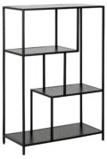 Boekenkast Seaford - Zwart mat staal - Zwart eiken melamine