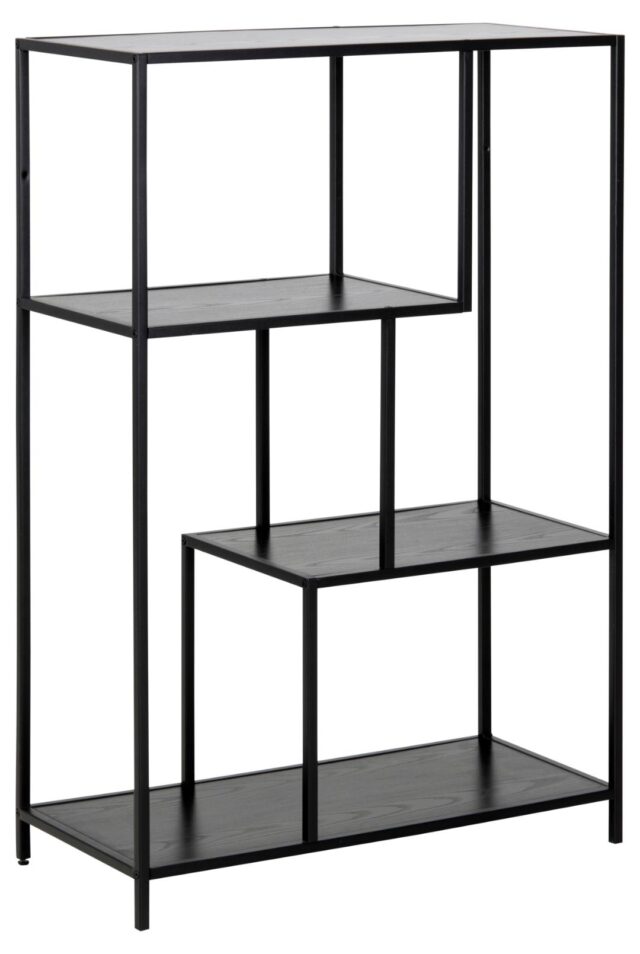 Boekenkast Seaford 8211 Zwart Mat Staal 8211 Zwart Eiken Melamine