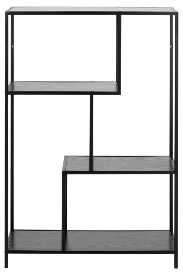 Boekenkast Seaford 8211 Zwart Mat Staal 8211 Zwart Eiken Melamine