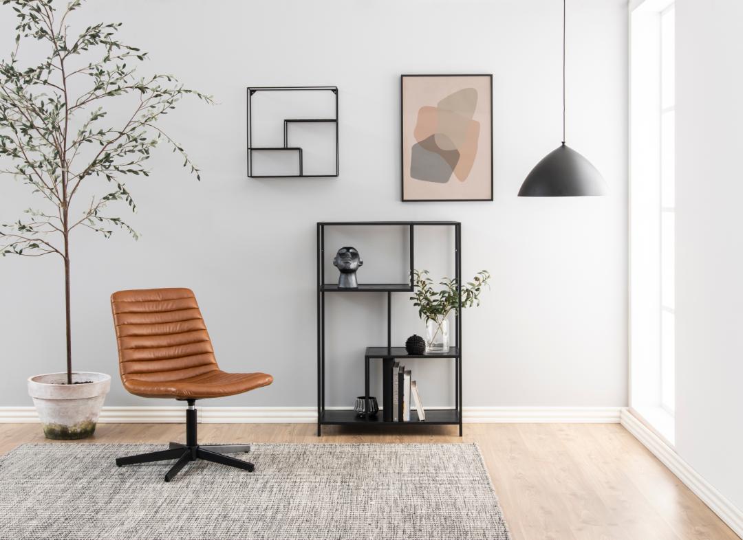 Boekenkast Seaford 8211 Zwart Mat Staal 8211 Zwart Eiken Melamine