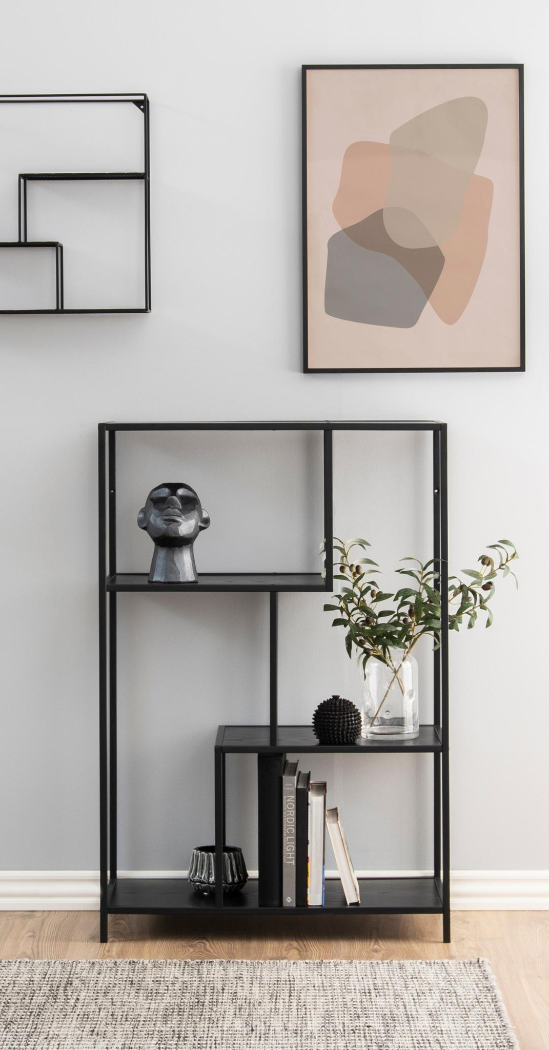 Boekenkast Seaford 8211 Zwart Mat Staal 8211 Zwart Eiken Melamine