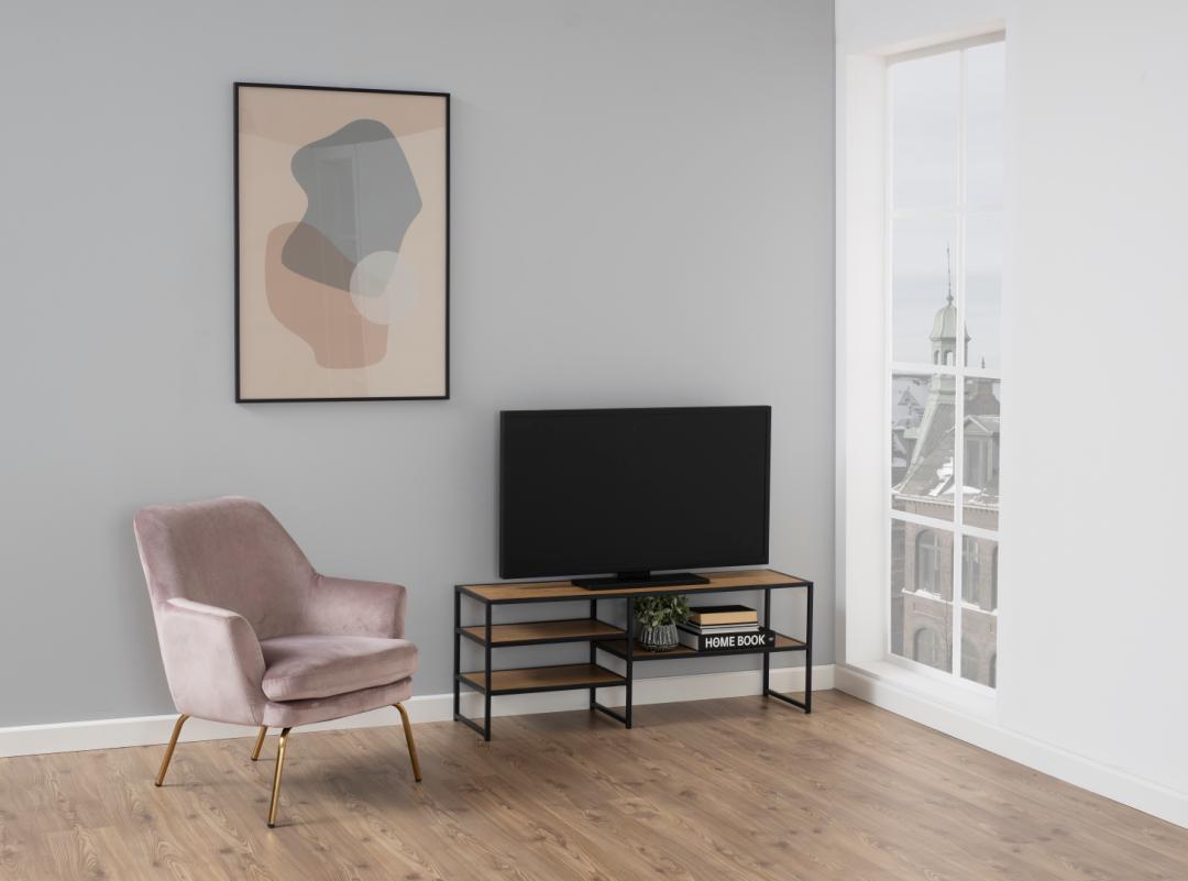 Tv Meubel Seaford 8211 Mat Eiken Ruw Papier 8211 Staal