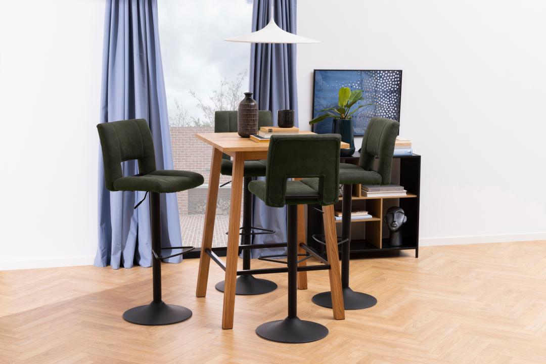 Barkruk Sylvia 8211 Stof Preston Olijfgroen 8211 Staal Minimale Bestelling 2 Stuks