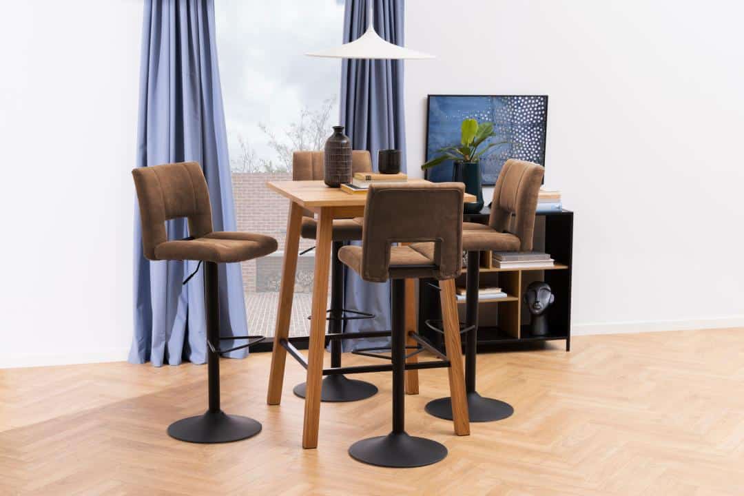 Barkruk Sylvia 8211 Stof Lichtbruin 8211 Mat Zwart Staal Minimale Bestelling 2 Stuks