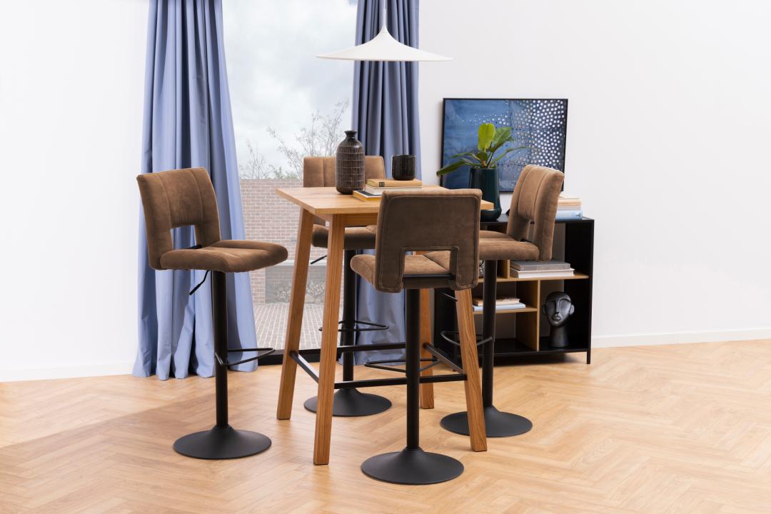 Barkruk Sylvia 8211 Stof Lichtbruin 8211 Mat Zwart Staal Minimale Bestelling 2 Stuks