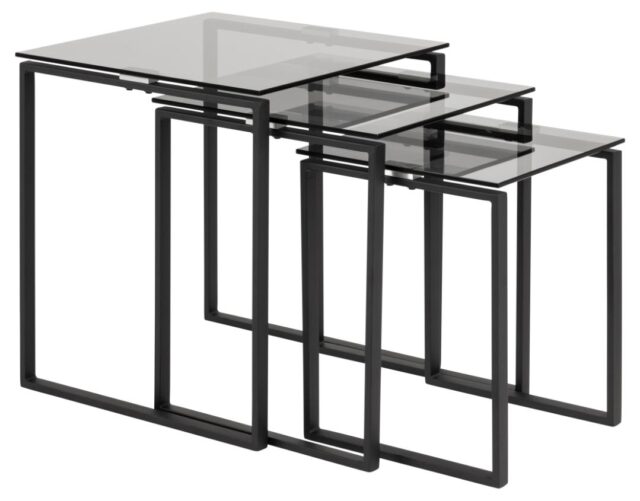Bijzettafel Katrine 8211 Gerookt Glas 8211 Zwart Metaal