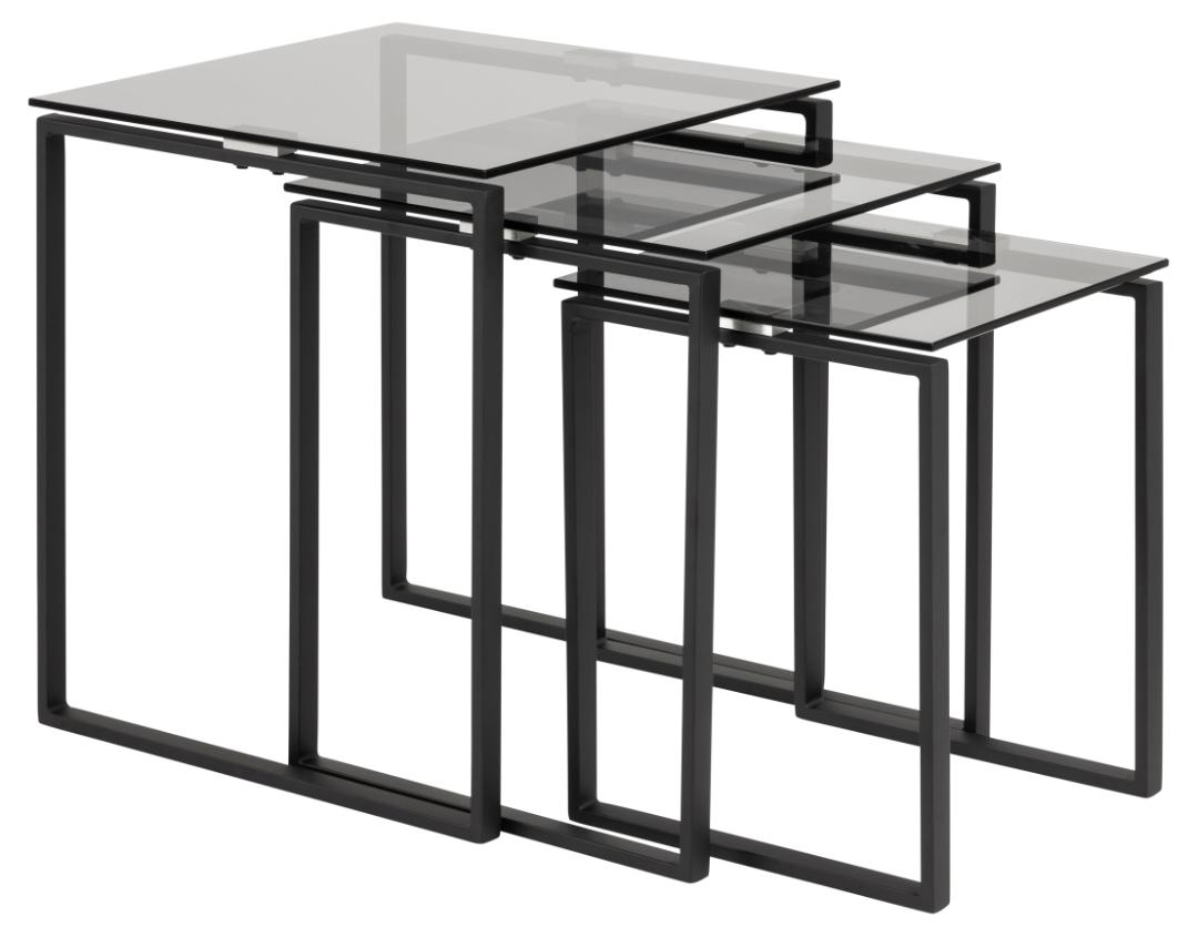Bijzettafel Katrine 8211 Gerookt Glas 8211 Zwart Metaal