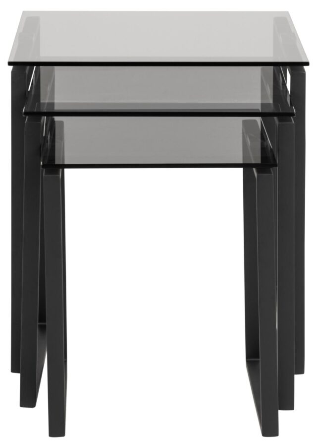 Bijzettafel Katrine 8211 Gerookt Glas 8211 Zwart Metaal