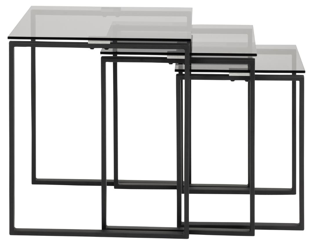 Bijzettafel Katrine 8211 Gerookt Glas 8211 Zwart Metaal