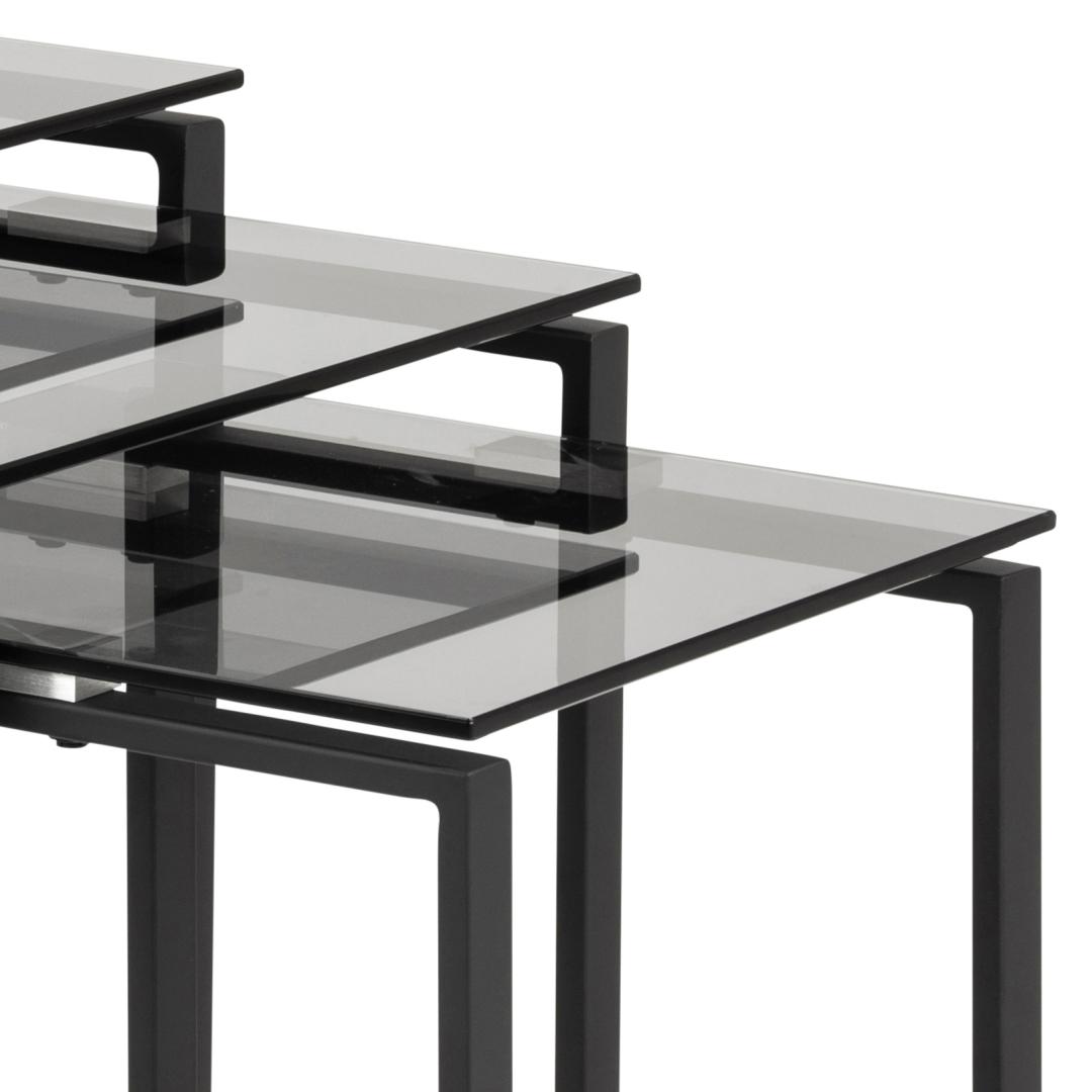 Bijzettafel Katrine 8211 Gerookt Glas 8211 Zwart Metaal
