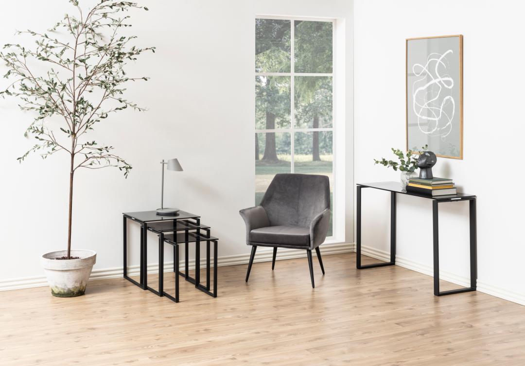 Bijzettafel Katrine 8211 Gerookt Glas 8211 Zwart Metaal