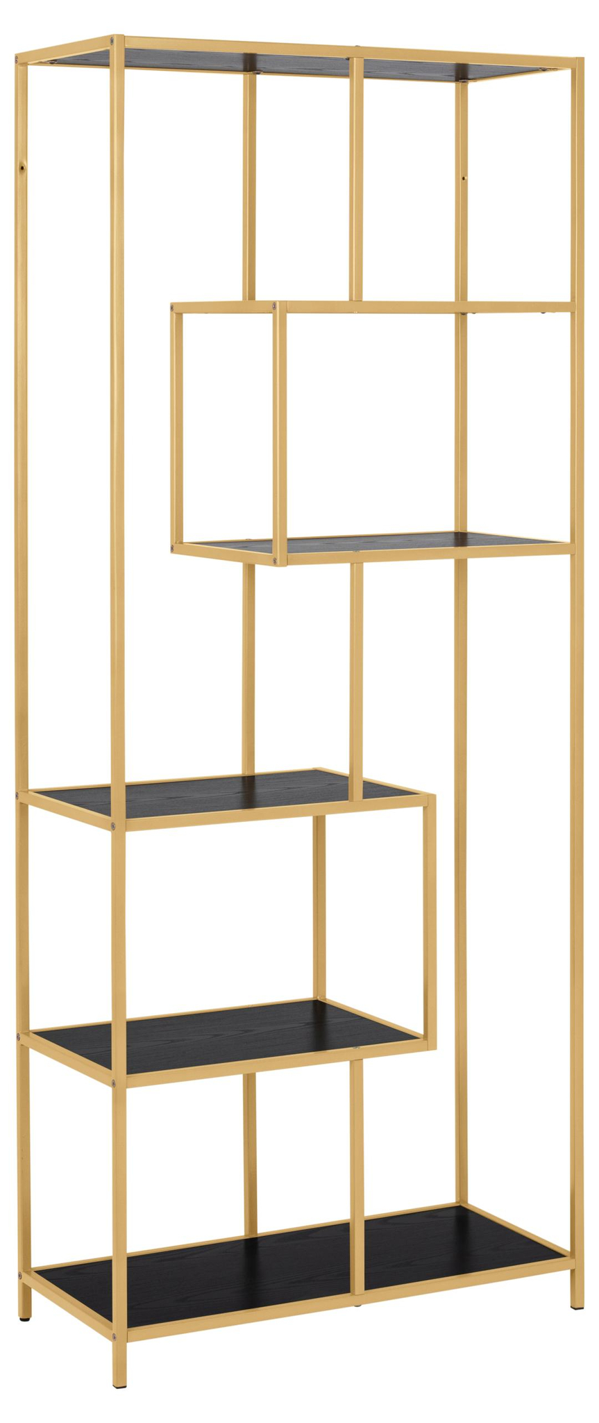 Boekenkast Seaford 8211 Goudkleurig Staal 8211 Planken Essenhout Zwart