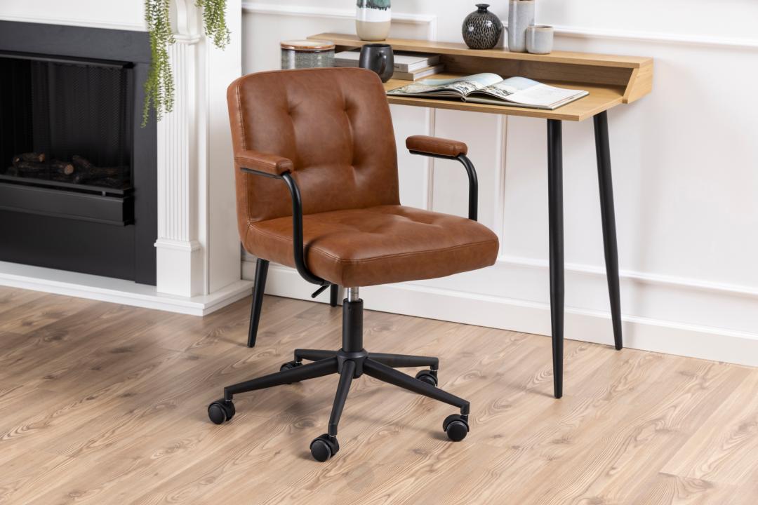 Bureaustoel Cosmo 8211 Met Armleuningen 8211 Pu Retro Brandy