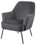 Loungestoel Melissa - Stof grijs fluweel