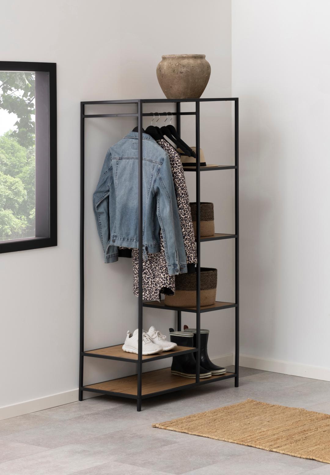 Kledingrek Seaford 8211 Mat Zwart Ruw Gepoedercoat Staal