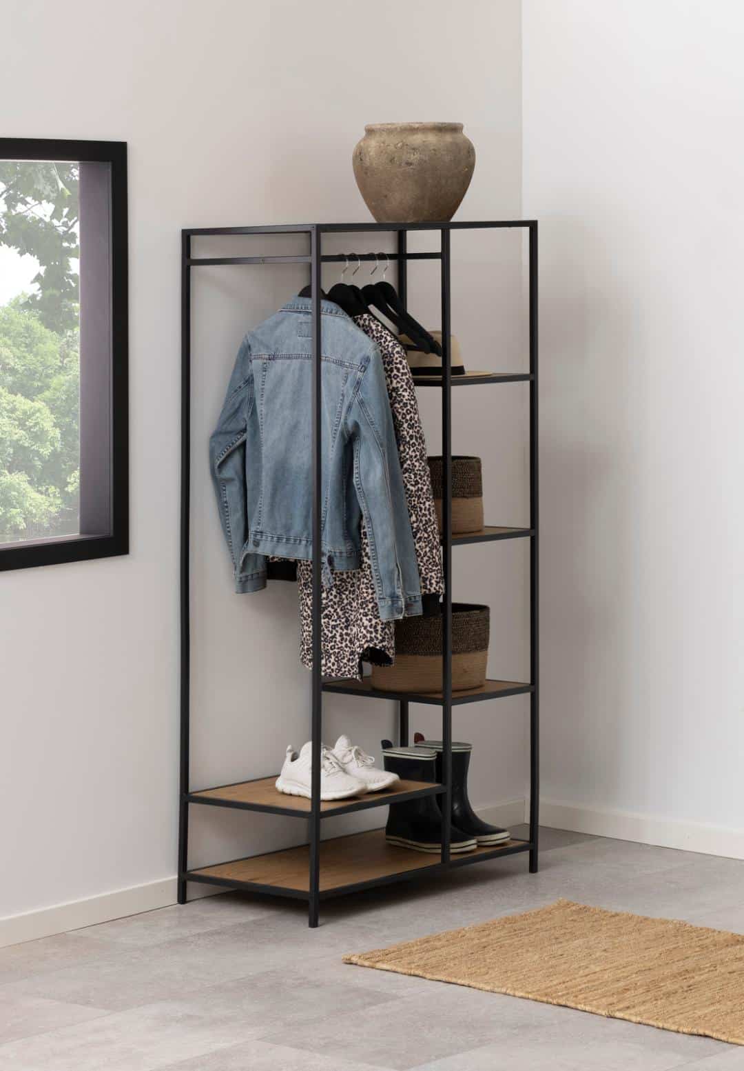Kledingrek Seaford 8211 Mat Zwart Ruw Gepoedercoat Staal