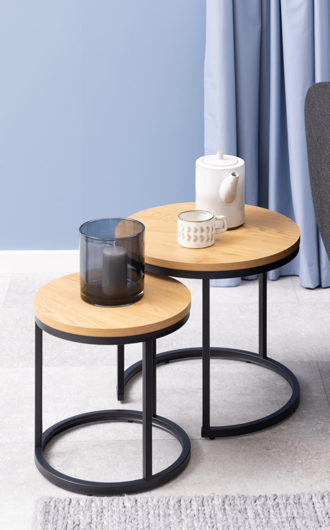Salontafel Set Spiro 8211 Mat Wild Eiken Melamine 8211 Staal