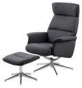 Relaxfauteuil Alura - met voetenbankje - Stof donkergrijs