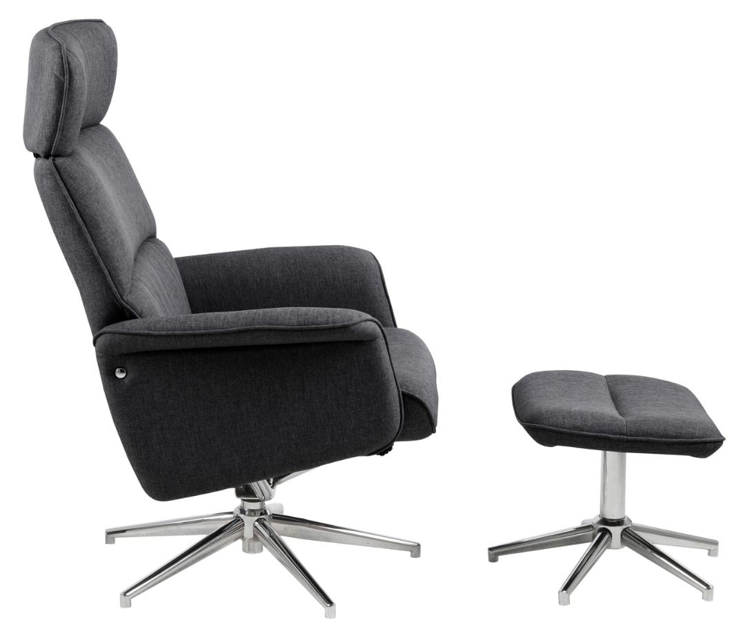 Relaxfauteuil Alura 8211 Met Voetenbankje 8211 Stof Donkergrijs