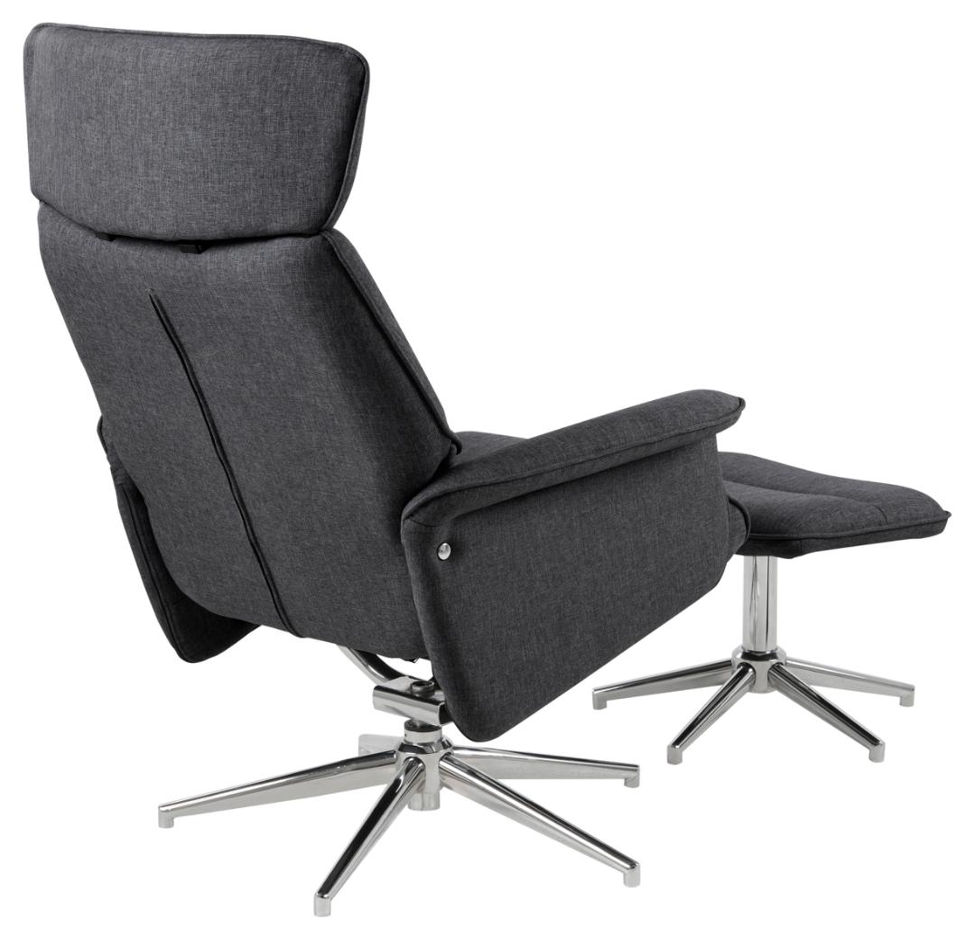 Relaxfauteuil Alura 8211 Met Voetenbankje 8211 Stof Donkergrijs