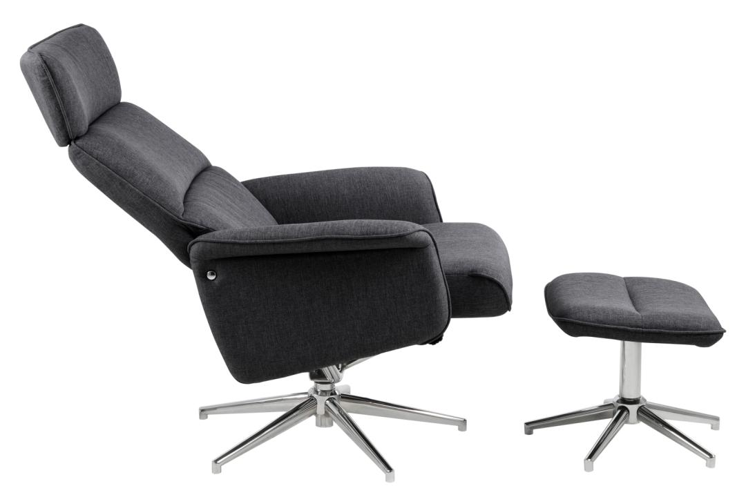 Relaxfauteuil Alura 8211 Met Voetenbankje 8211 Stof Donkergrijs