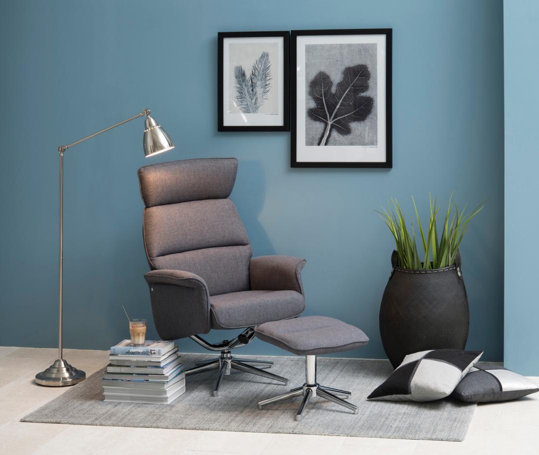 Relaxfauteuil Alura 8211 Met Voetenbankje 8211 Stof Donkergrijs
