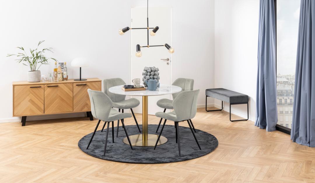 Eetkamerstoel Petri 8211 Stof Holly Zand 8211 Zwart Metaal