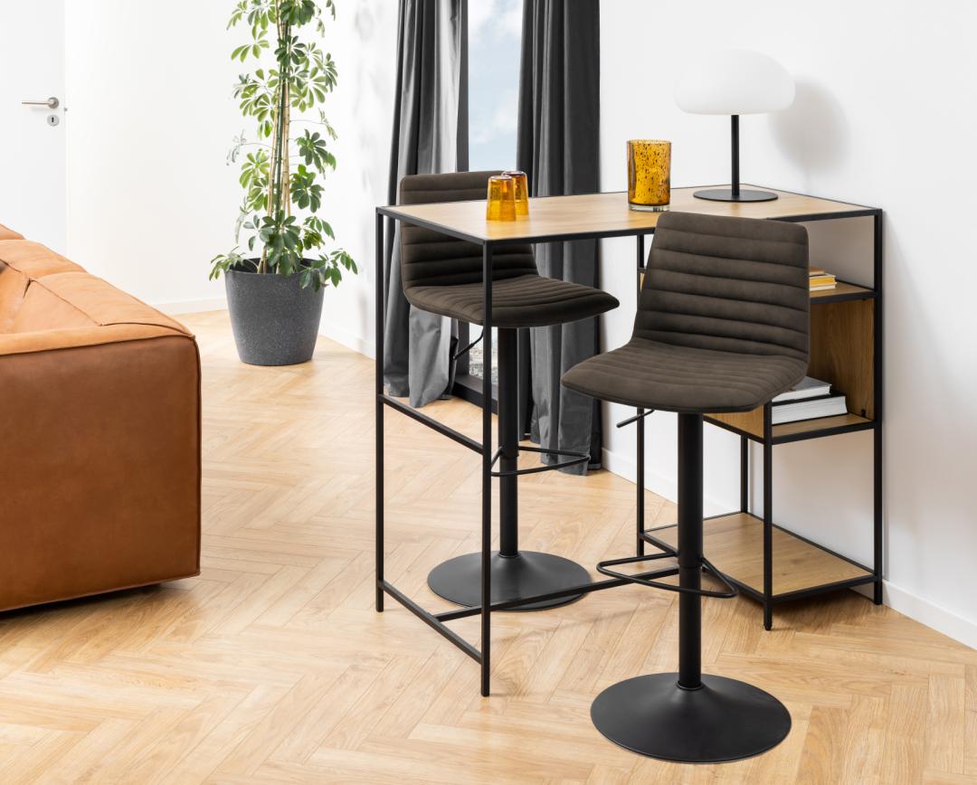 Barkruk Kimmy 8211 Stof Preston Antraciet 8211 Zwart Metaal Minimale Bestelling 2 Stuks