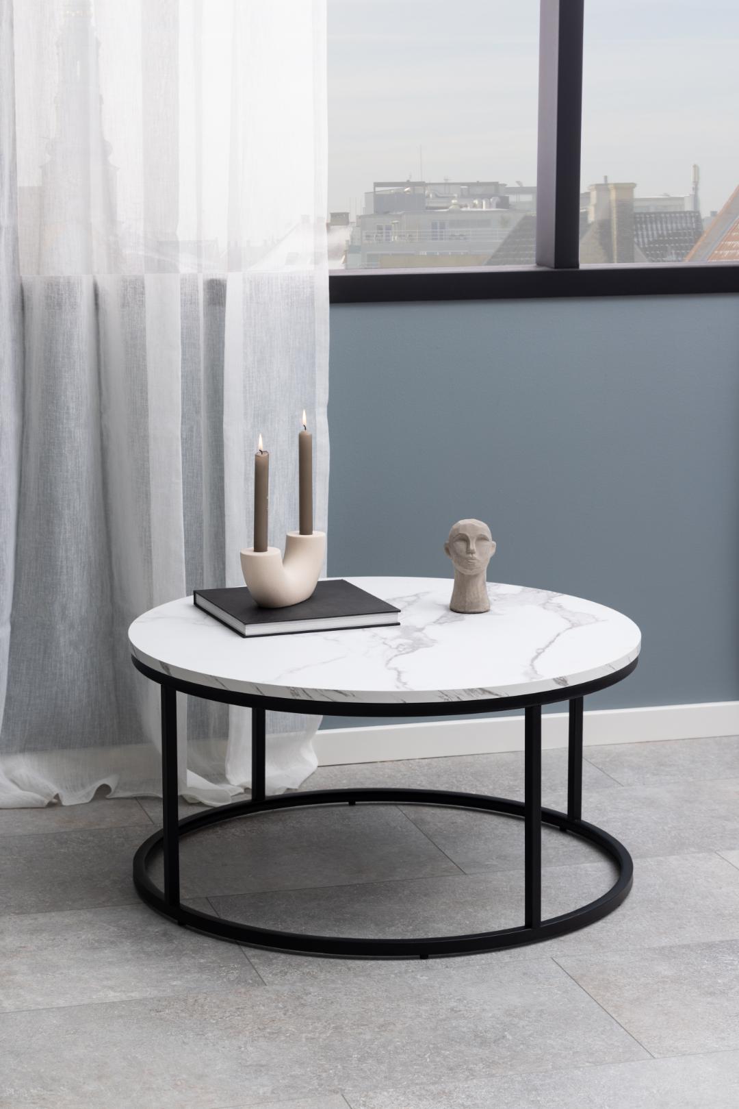 Salontafel Spiro 8211 Wit Marmer Look 8211 Metaal