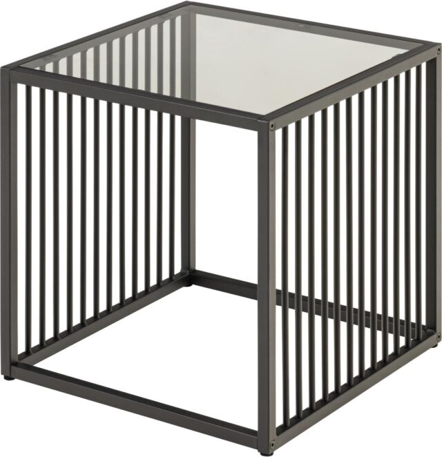 Bijzettafel Strington 8211 Gerookt Glas 8211 Zwart Metaal