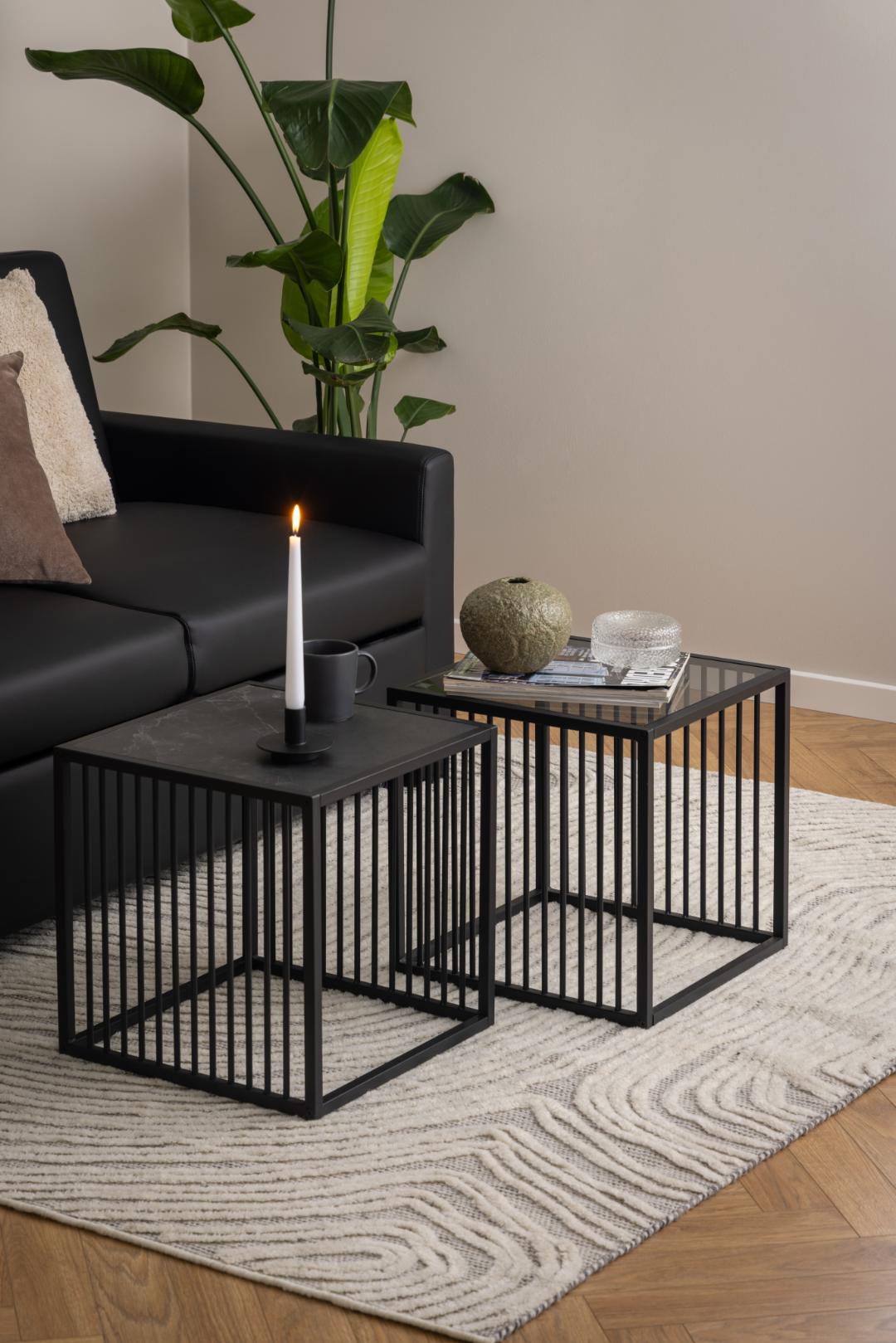 Bijzettafel Strington 8211 Gerookt Glas 8211 Zwart Metaal