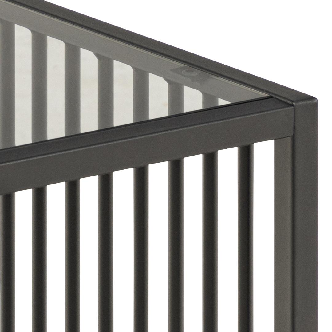Bijzettafel Strington 8211 Gerookt Glas 8211 Zwart Metaal